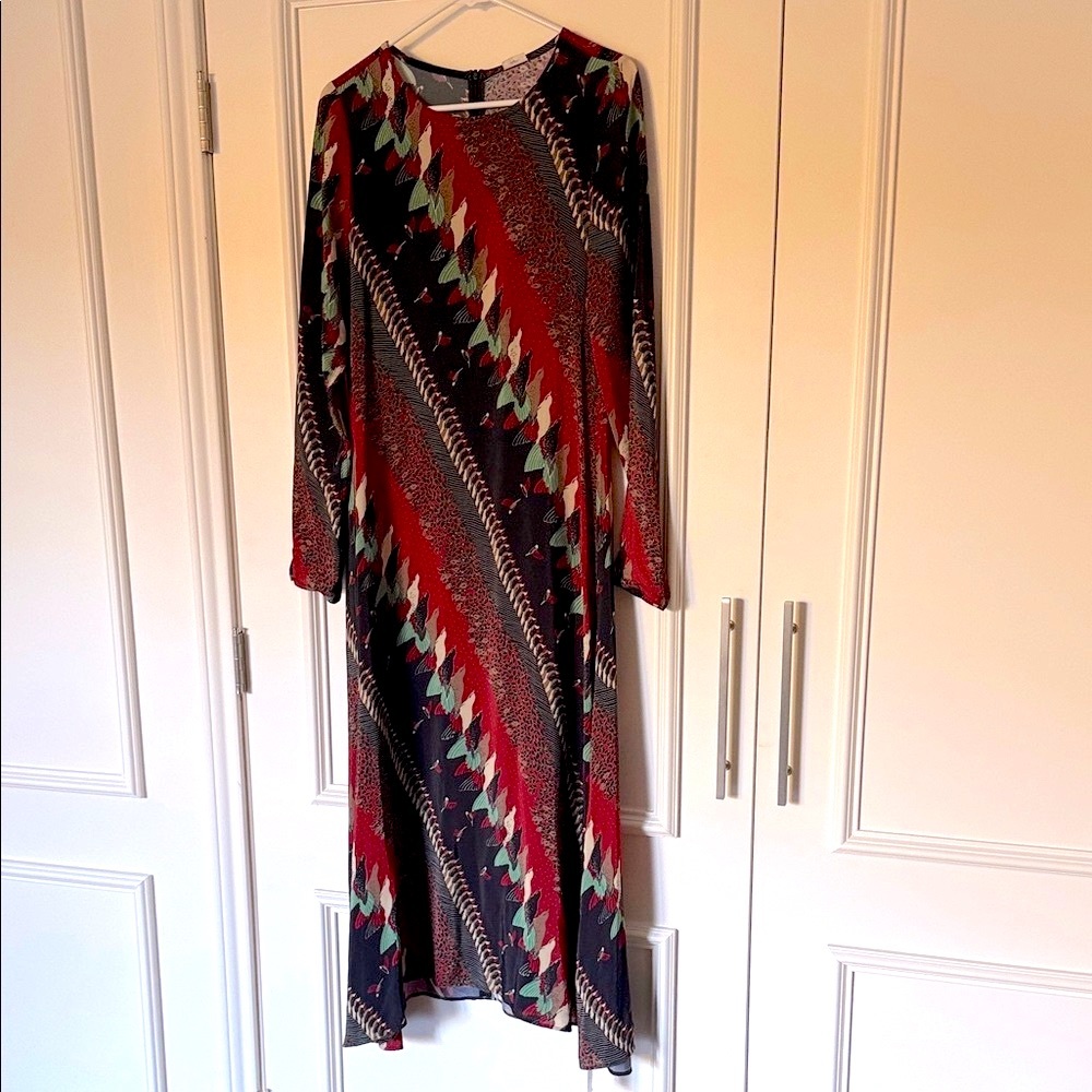 Warm NY Multicolor Patterned Midi Dress EUC